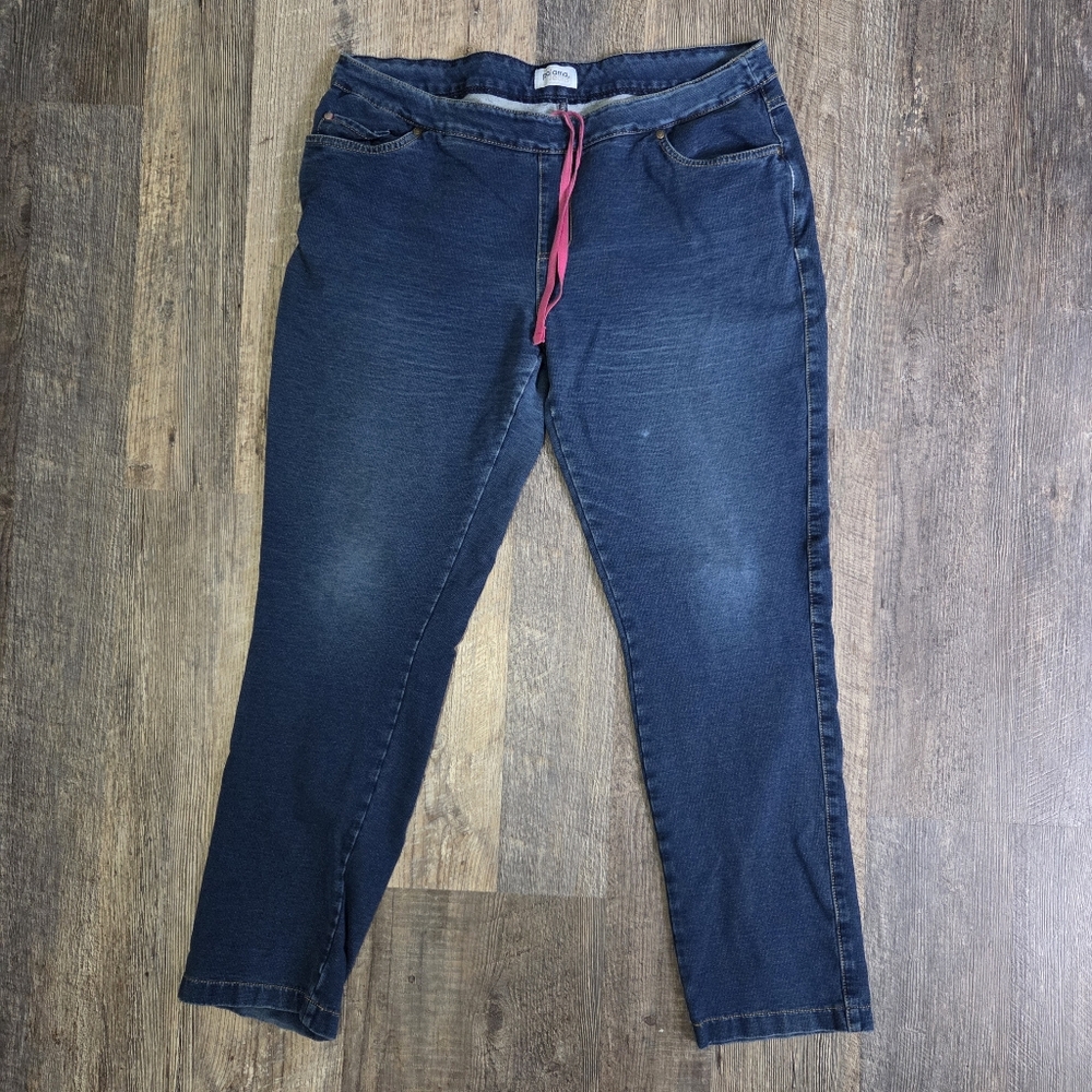 Pajama Jeans Womens XL / 16 Soft Pull Up Drawstring Waist Denim Look